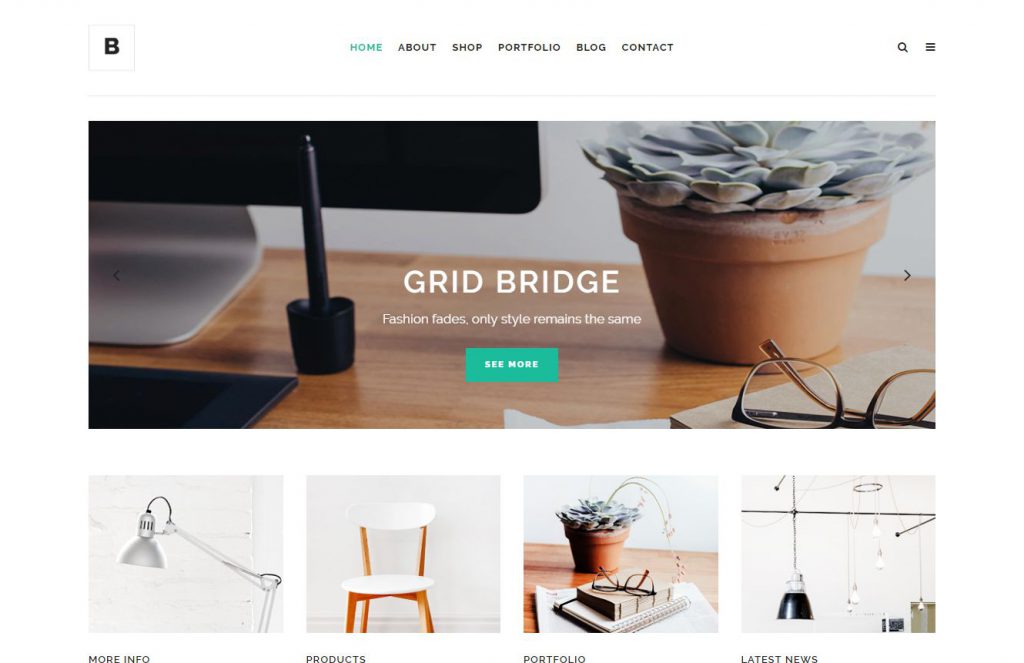 Bild von einer Theme Bridge Wordpress Demo Site (In Grid Corporate Site)